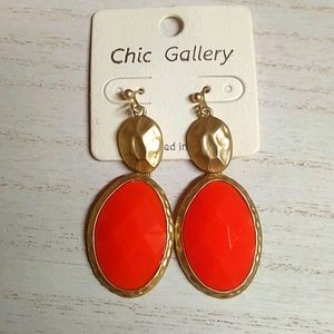 😻 3 For $15 Big Orange Oval Gemstone Dangles